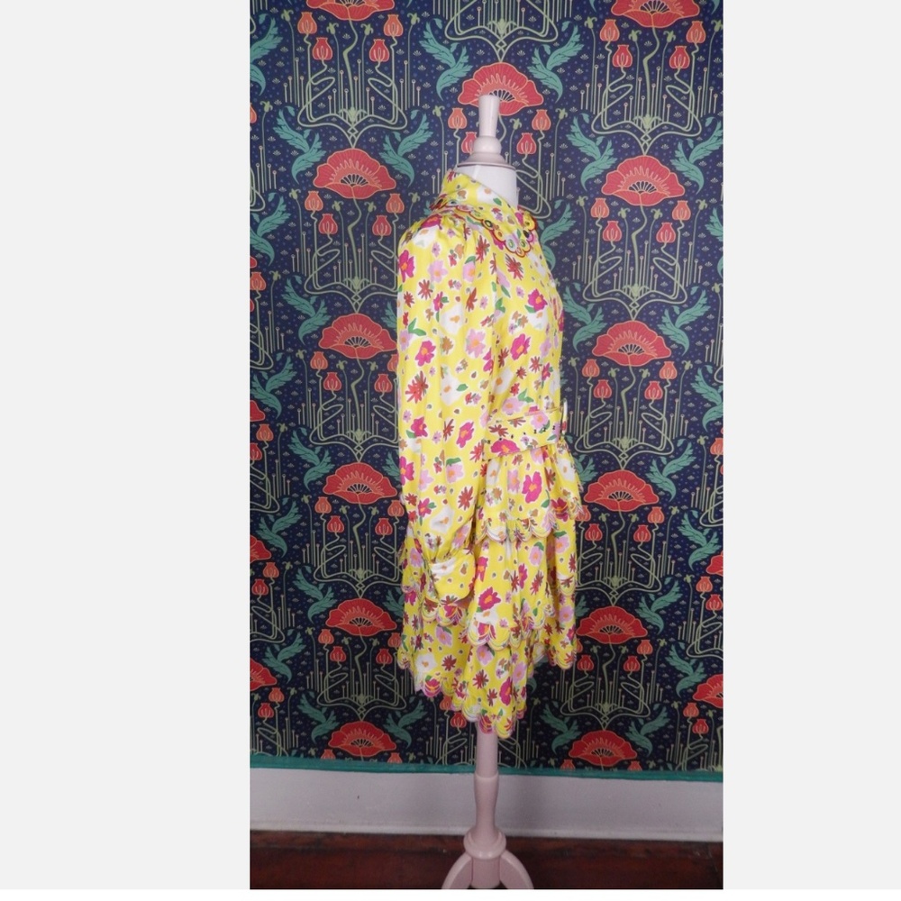 Celia B. Fluorite Yellow Floral Shirt Dress Collared S - Picture 7 of 8
